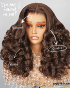 Deep Wave Curly Middle Part Lace Wig – Chocolate Brown (Human Hair)
