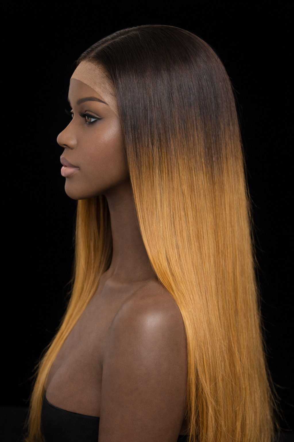 Perruque Lisse Ombre Blond Miel 22 Pouces