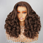 Deep Wave Curly Middle Part Lace Wig – Chocolate Brown (Human Hair)